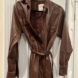 Abercrombie leather shirt dress size small